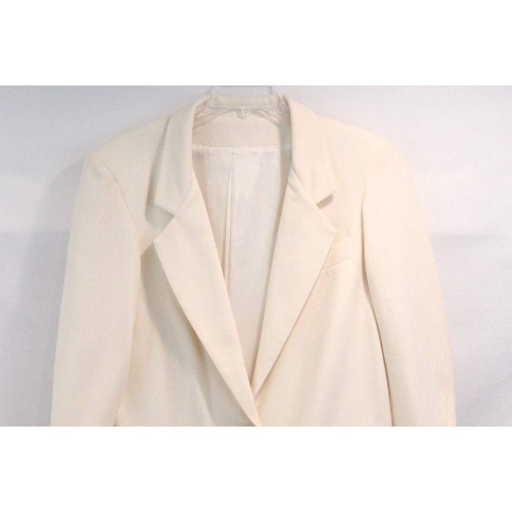 Madisons Vintage Wool Blazer Womens size 10 Ivory Lined Single Breasted - Picture 2 of 11